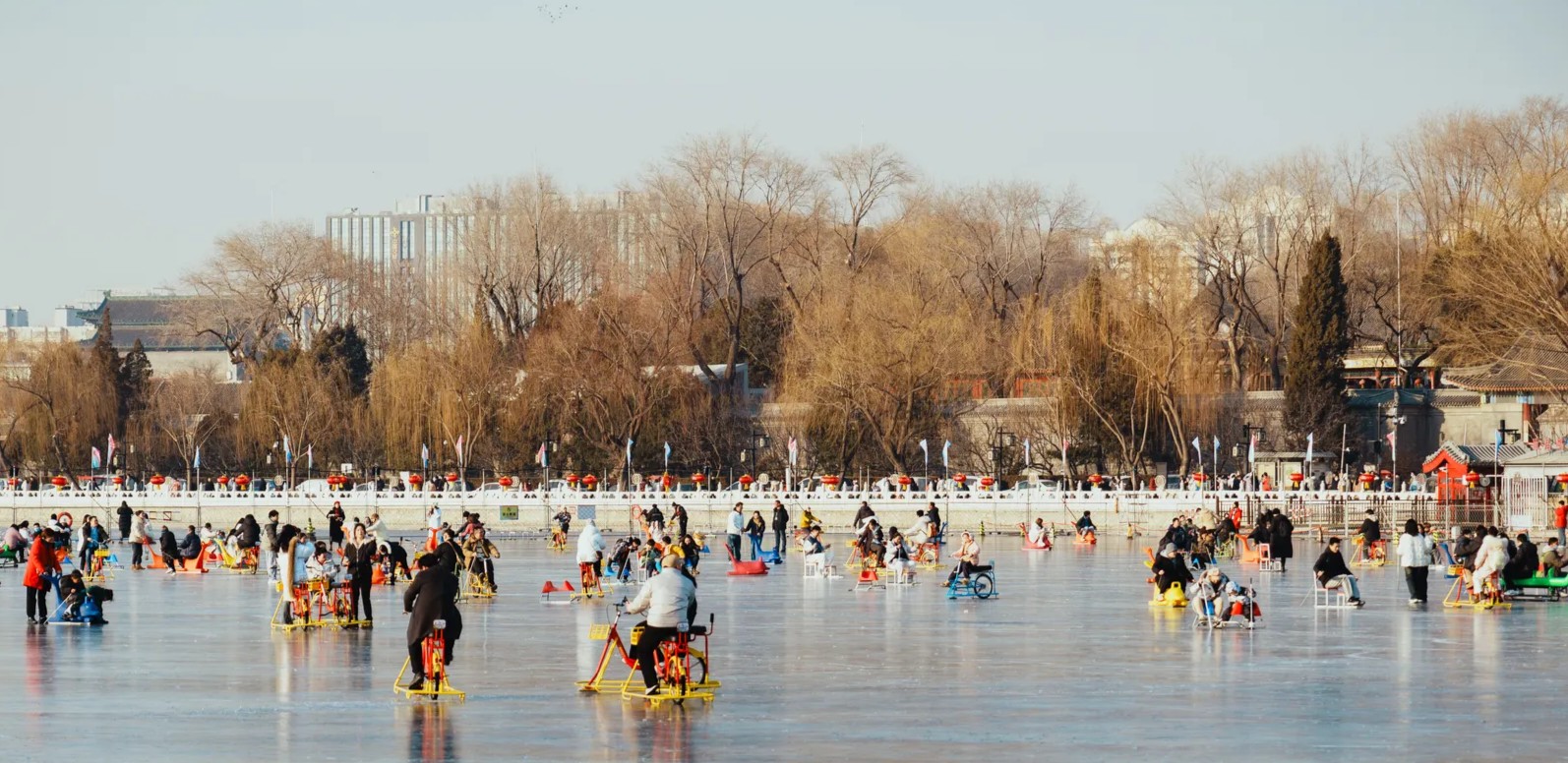 Tourists ice skating on frozen Shichahai Lake in Beijing.jpg